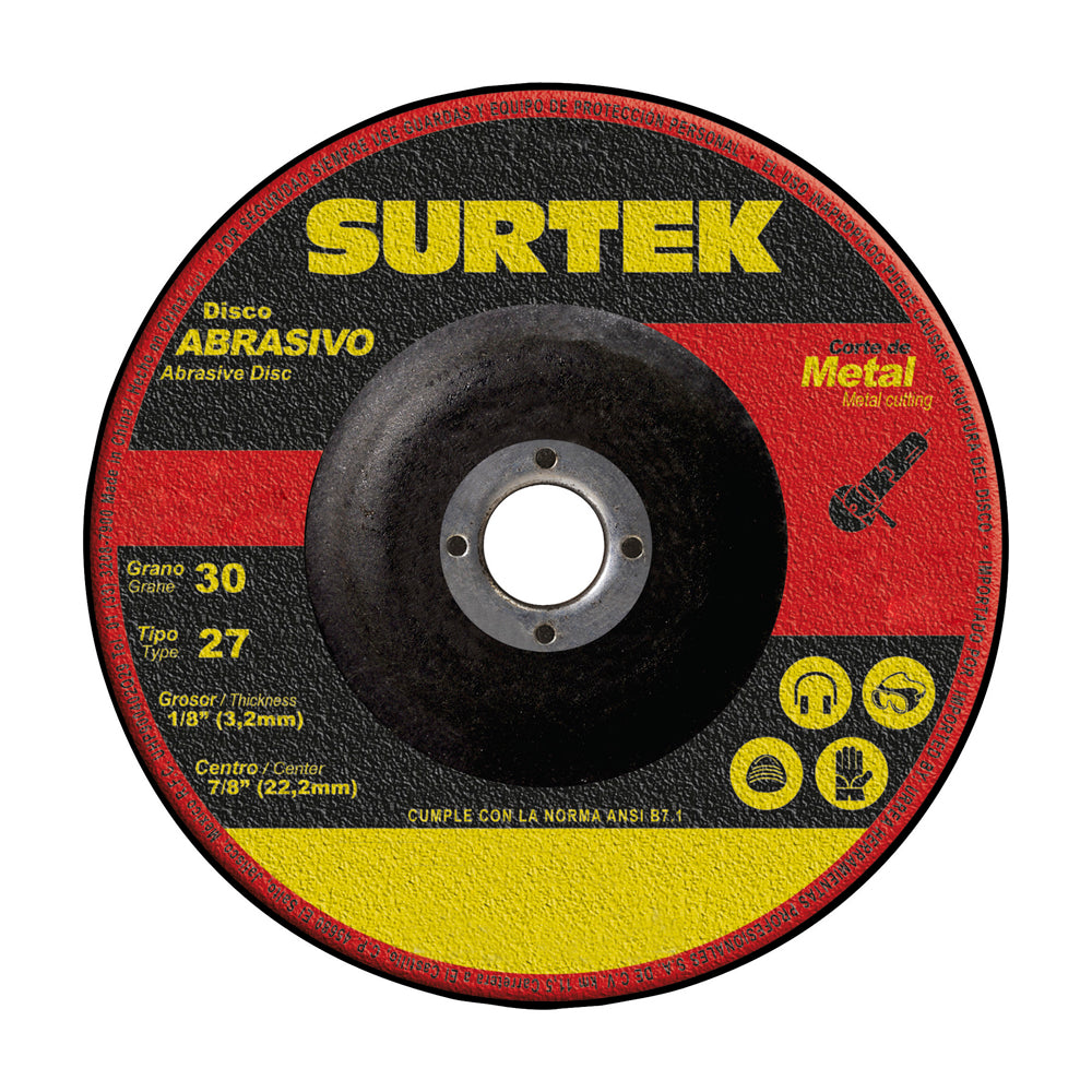 Disco abrasivo tipo 27 para metal 7" x 1/8" Surtek