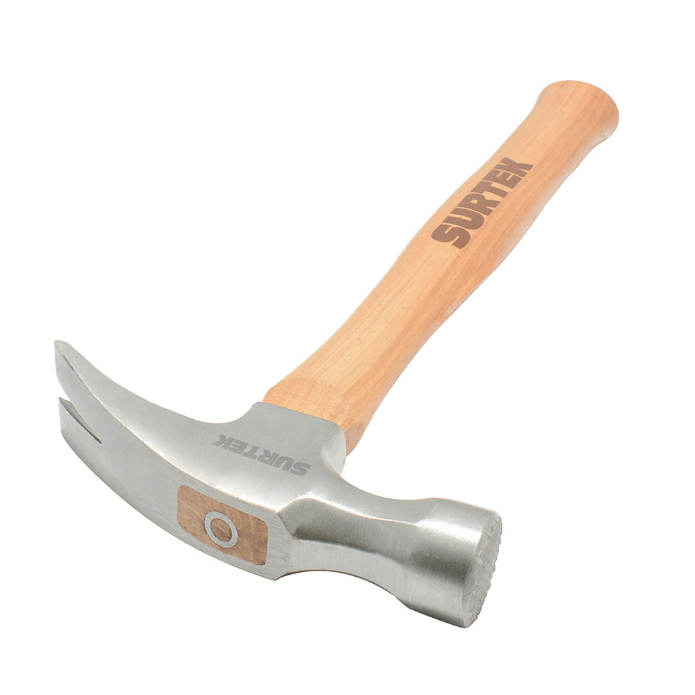 Martillo de uña recta con cabeza fresada con mango de madera de 16", 24 oz Surtek
