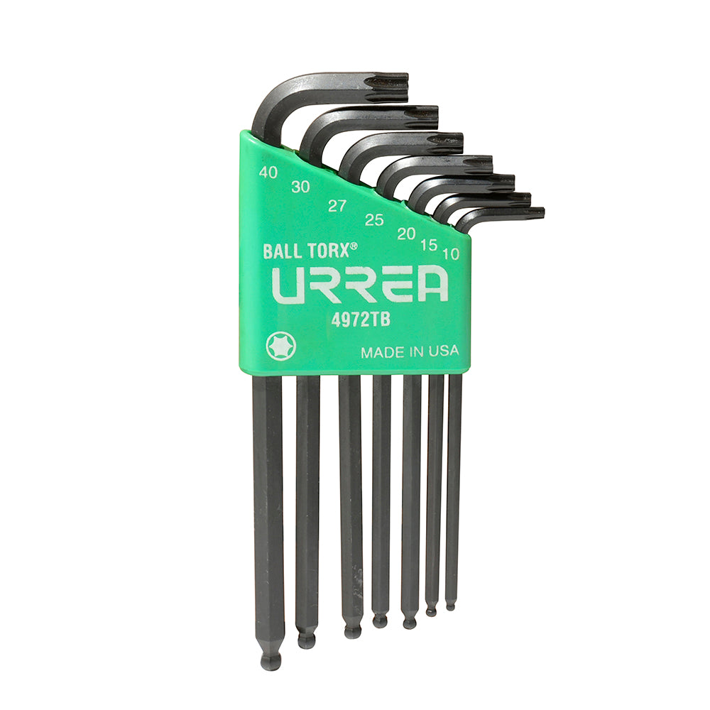 Juego de llaves hexagonales tipo "L" punta de bola, Torx, 7 piezas en blíster Urrea