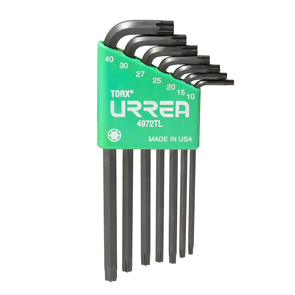 Juego de llaves largas hexagonales tipo "L", Torx, 7 piezas en blíster Urrea