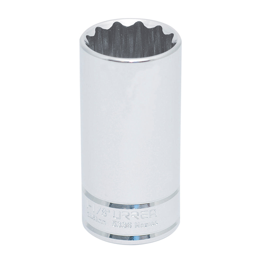 Dado largo cuadro de 1/2", 12 puntas, en pulgadas, 1-1/8" Urrea