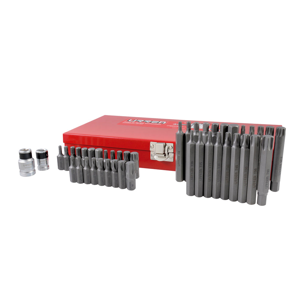 Juego combinado de puntas hexágono de 3/8" con adaptadores, 44 piezas en caja metalica Urrea