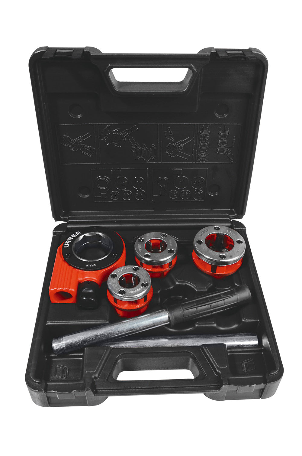 Juego de tarraja para tubo de 1/2" a 1" NPT, 5 piezas Urrea