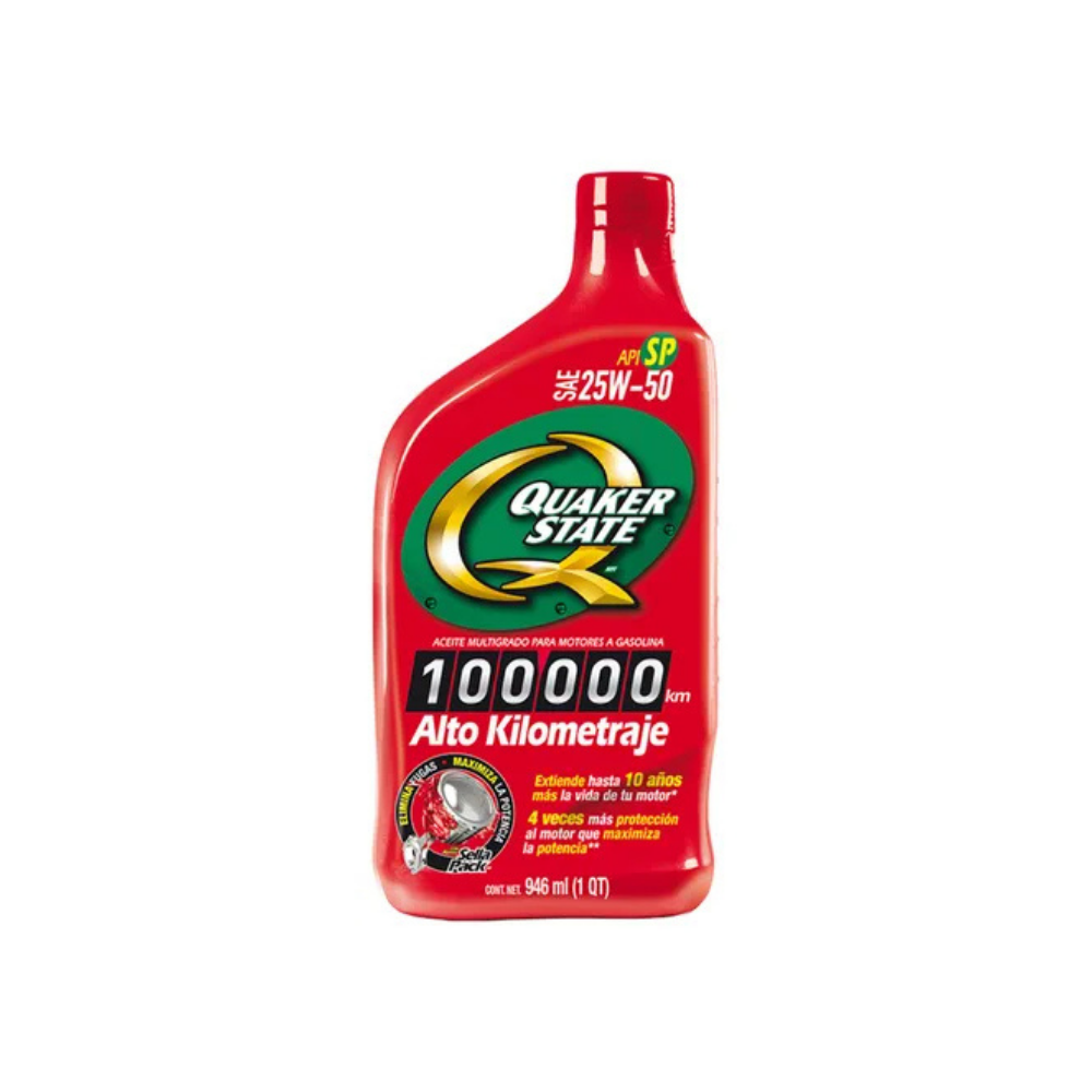 Aceite Motor Quaker State Alto Kilometraje 25W50 | 946ml