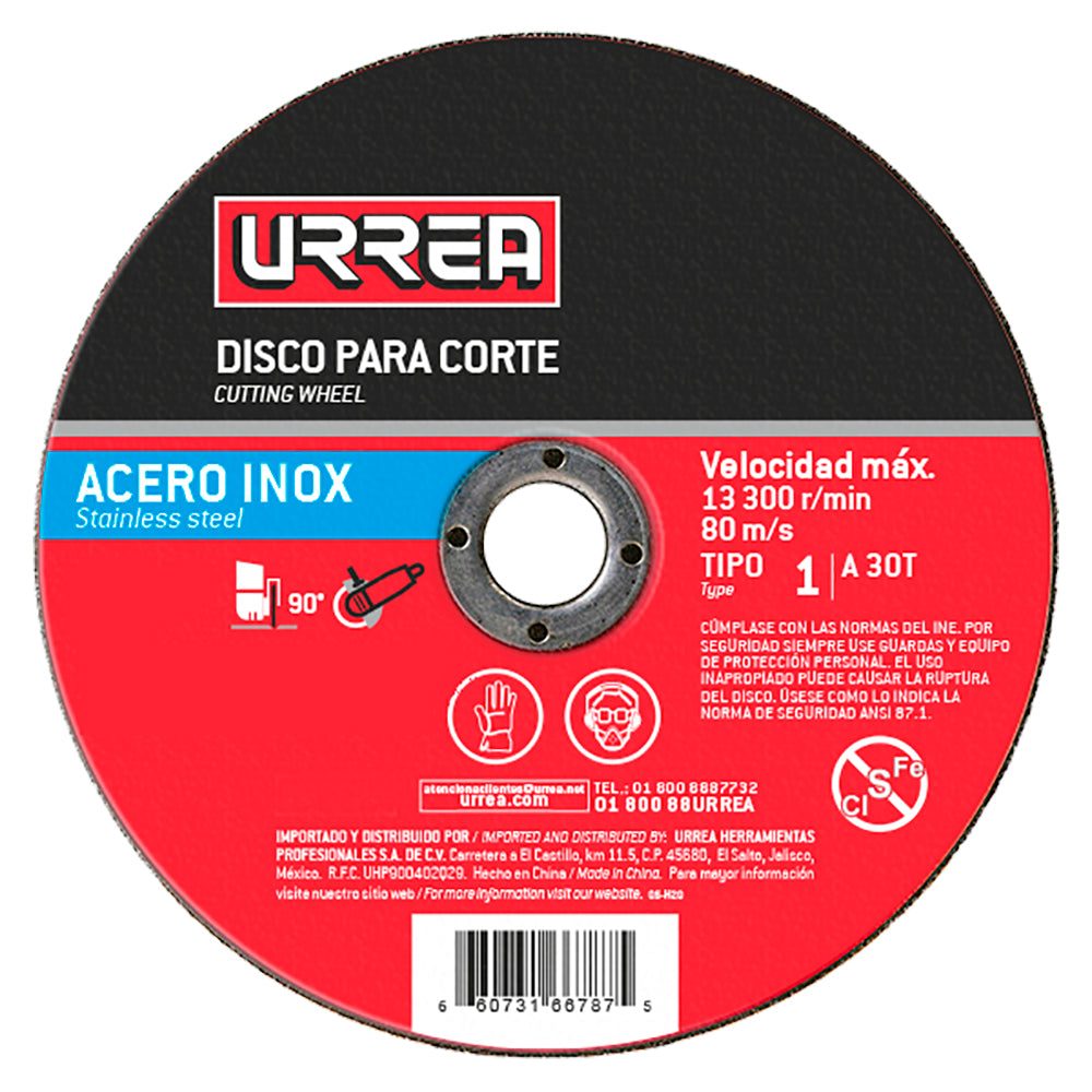 Disco abrasivo tipo 27 para acero inoxidable 7" x 5/32" Urrea