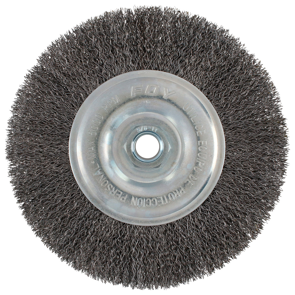 Carda circular ondulada alambre delgado 6" x 0.30 con rosca 5/8" Foy
