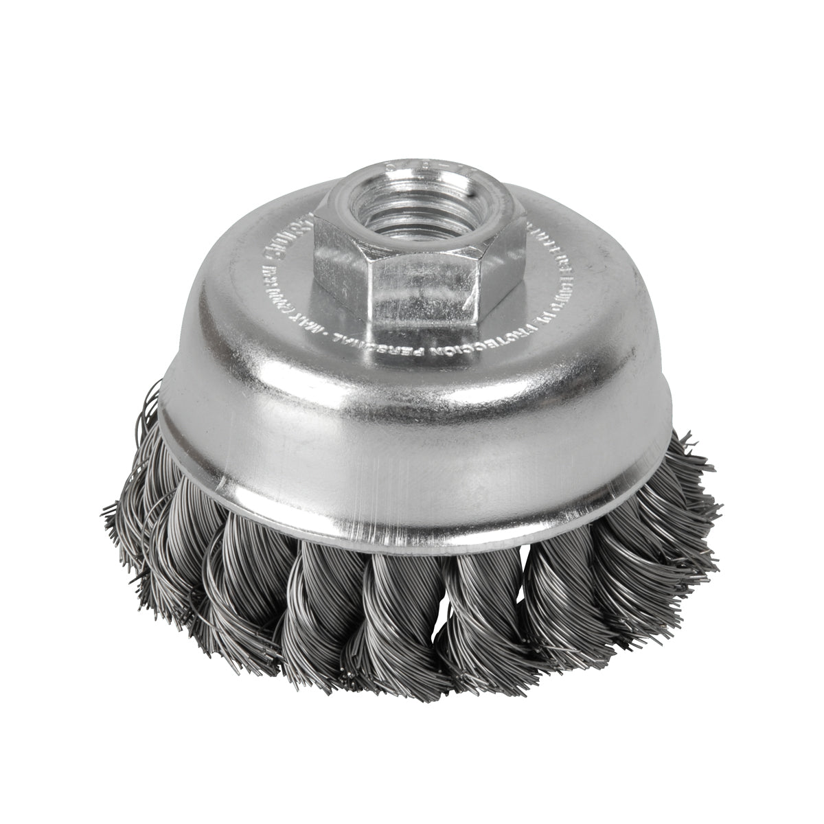 Carda copa trenzada alambre delgado 3" x 0.35 mm con rosca 5/8" Surtek
