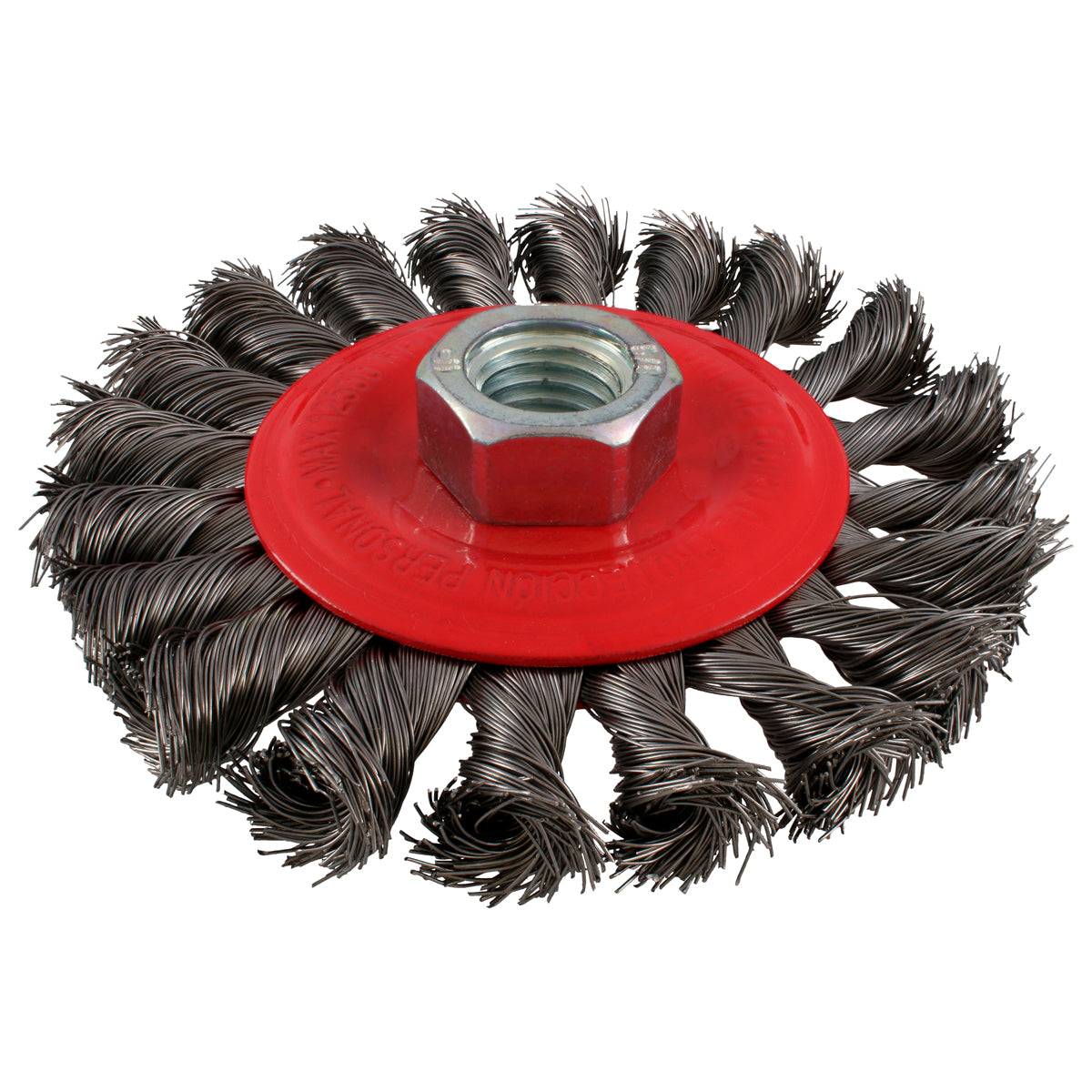 Carda circular trenzada alambre delgado de acero inoxidable 4" x 0.35 mm con rosca M14 Urrea