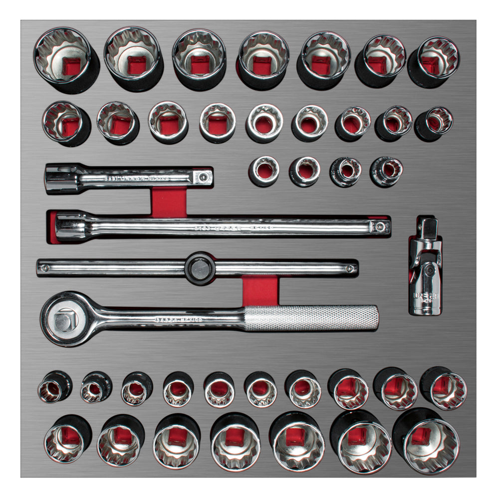 Juego de dados cortos y accesorios de 1/2" combinados 42 piezas, CH203L-C Urrea
