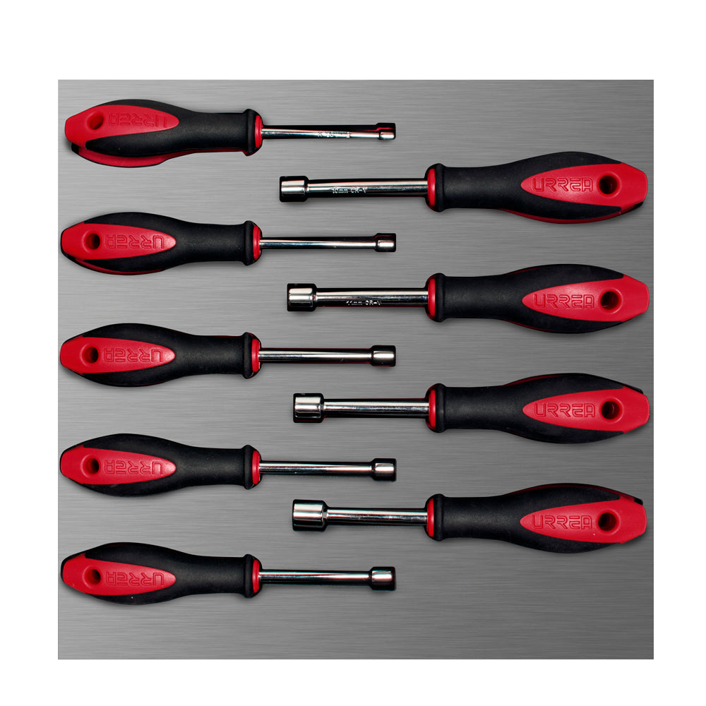 Juego de destornilladores mango bimaterial de caja métricos 9 piezas, CH210L-C Urrea