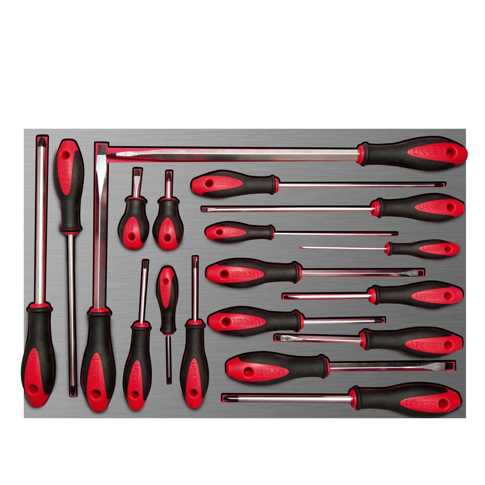 Juego de destornilladores mango bimaterial varias puntas 19 piezas, CH307L-C Urrea