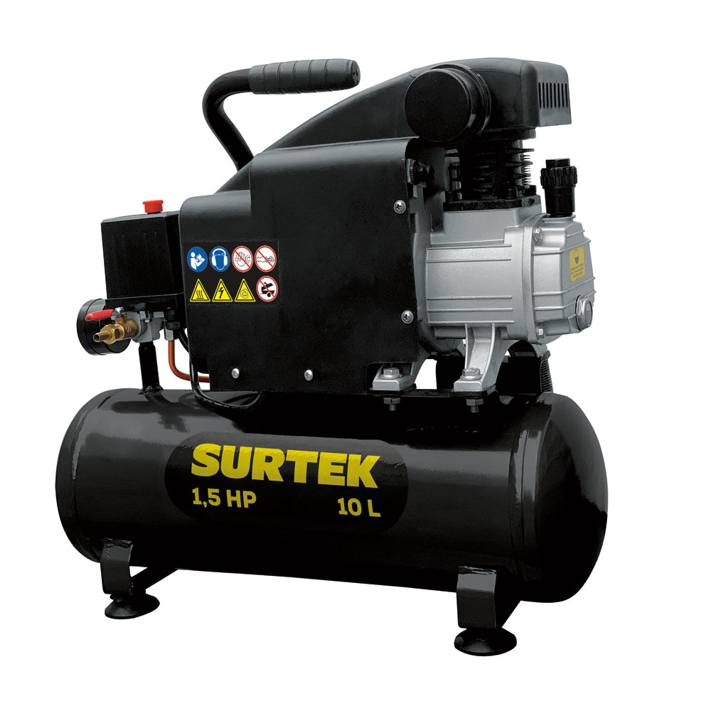 Compresor de aire eléctrico lubricado 10L, 1.5HP, 127V Surtek