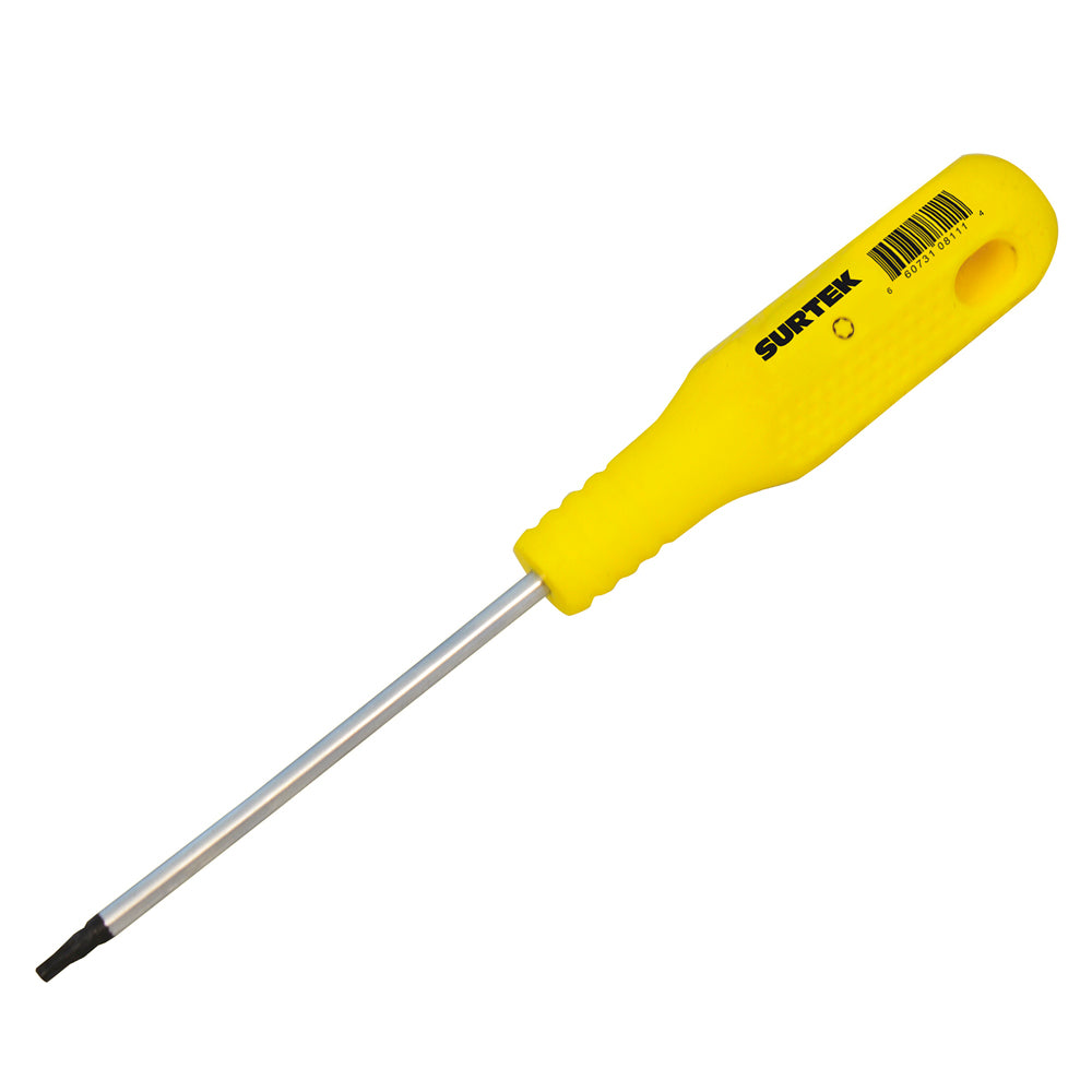 Destornillador con mango amarillo, punta Torx barra redonda T10 x 4" Surtek