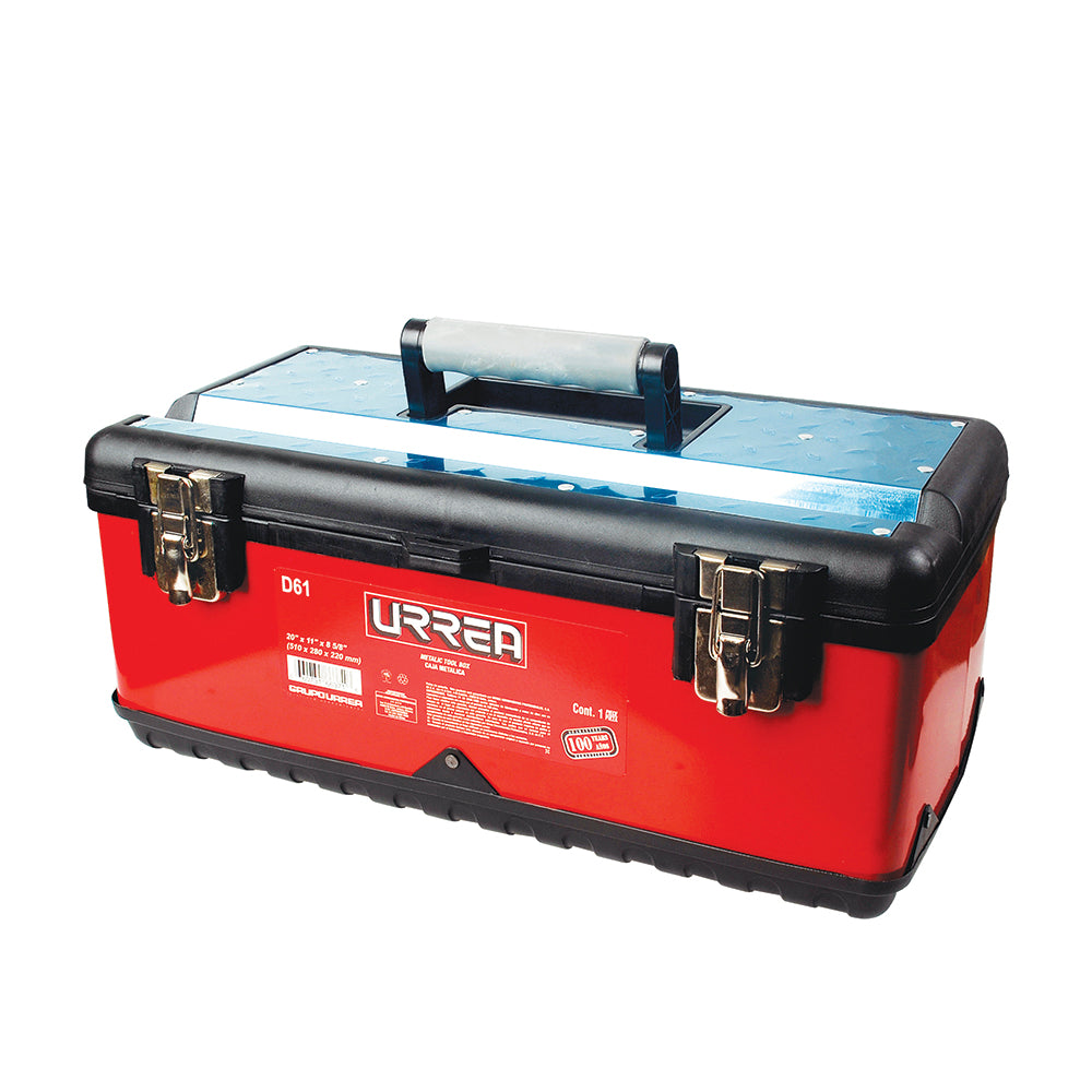 Caja portaherramientas metálica-plástica color rojo/negro 20" x 11" x 8" Urrea