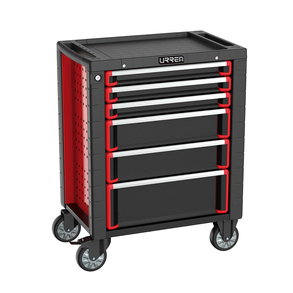 Gabinete móvil 6 gavetas color rojo y negro serie HD 28" Urrea