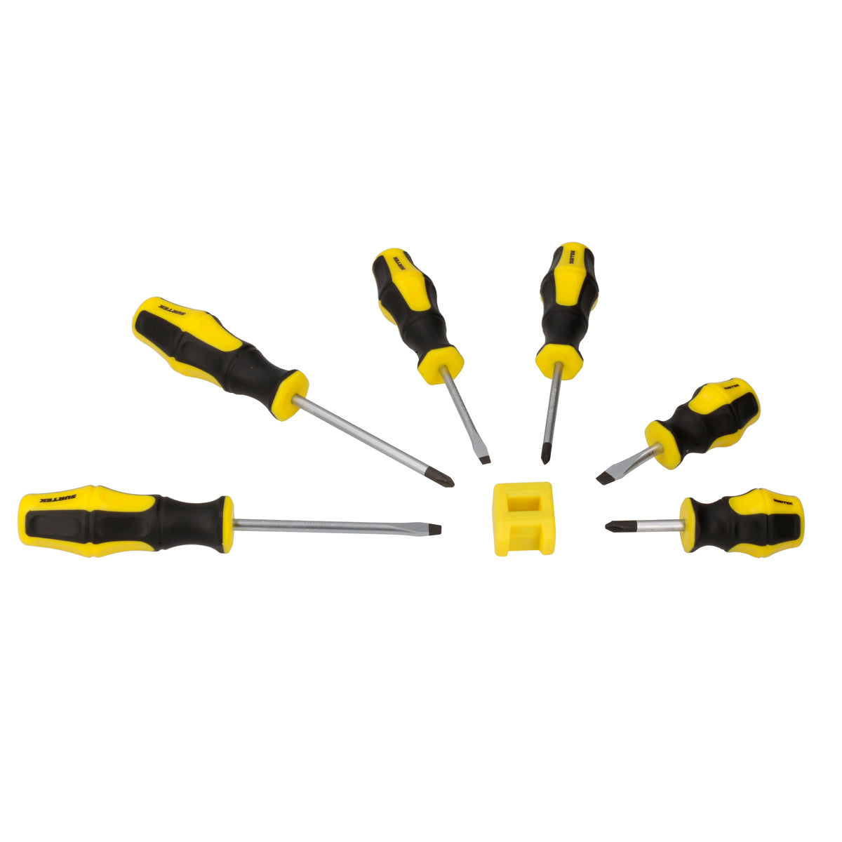 Juego de destornilladores con mango bimaterial combinados, 7 piezas en blíster Surtek