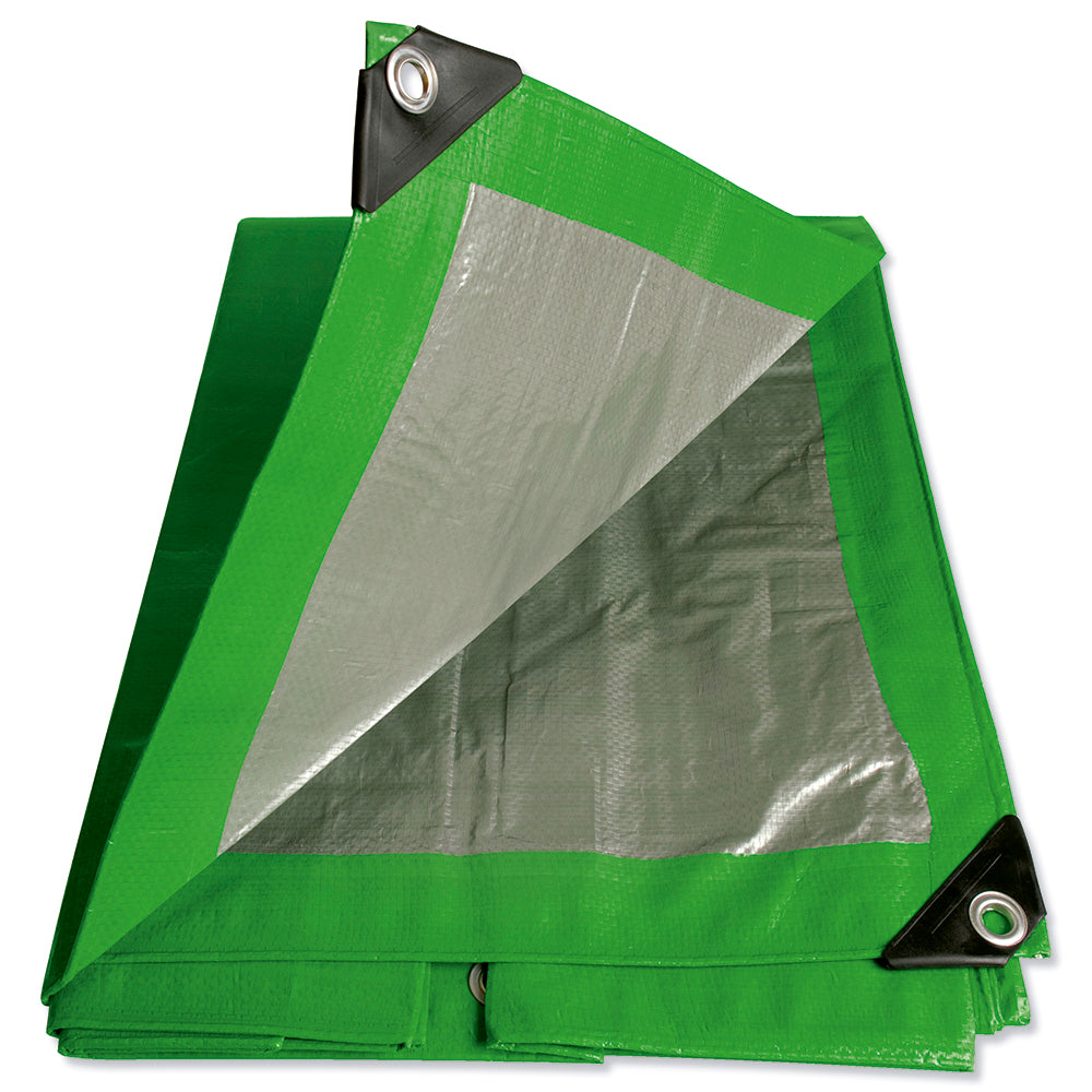 Lona de polietileno color verde con fondo plata, 3.04 x 3.65 m Foy