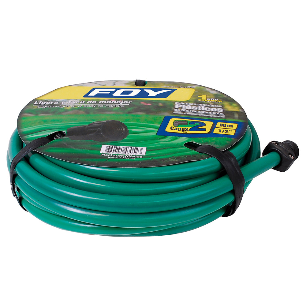 Manguera para jardín lisa con conector plástico 2 capas 1/2", 10 m Foy